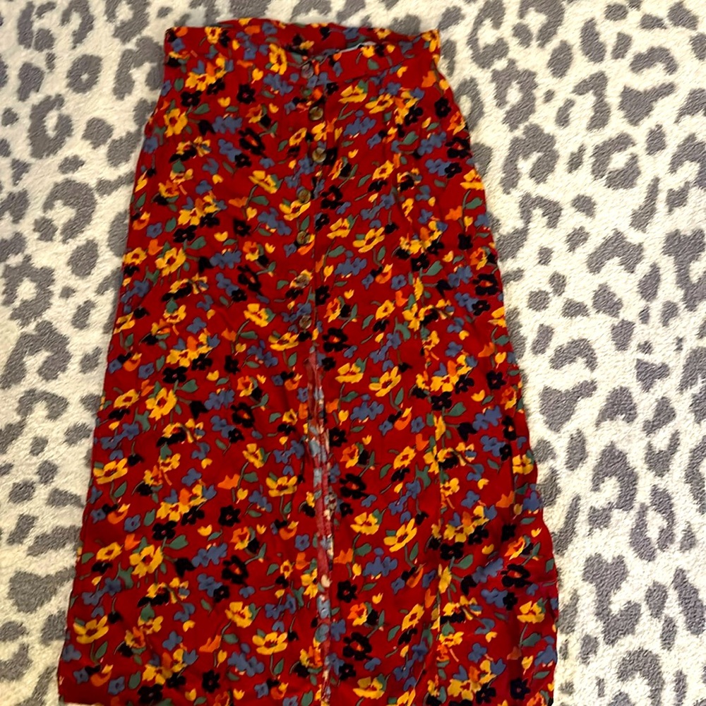 & other stories long flowy floral print skirt